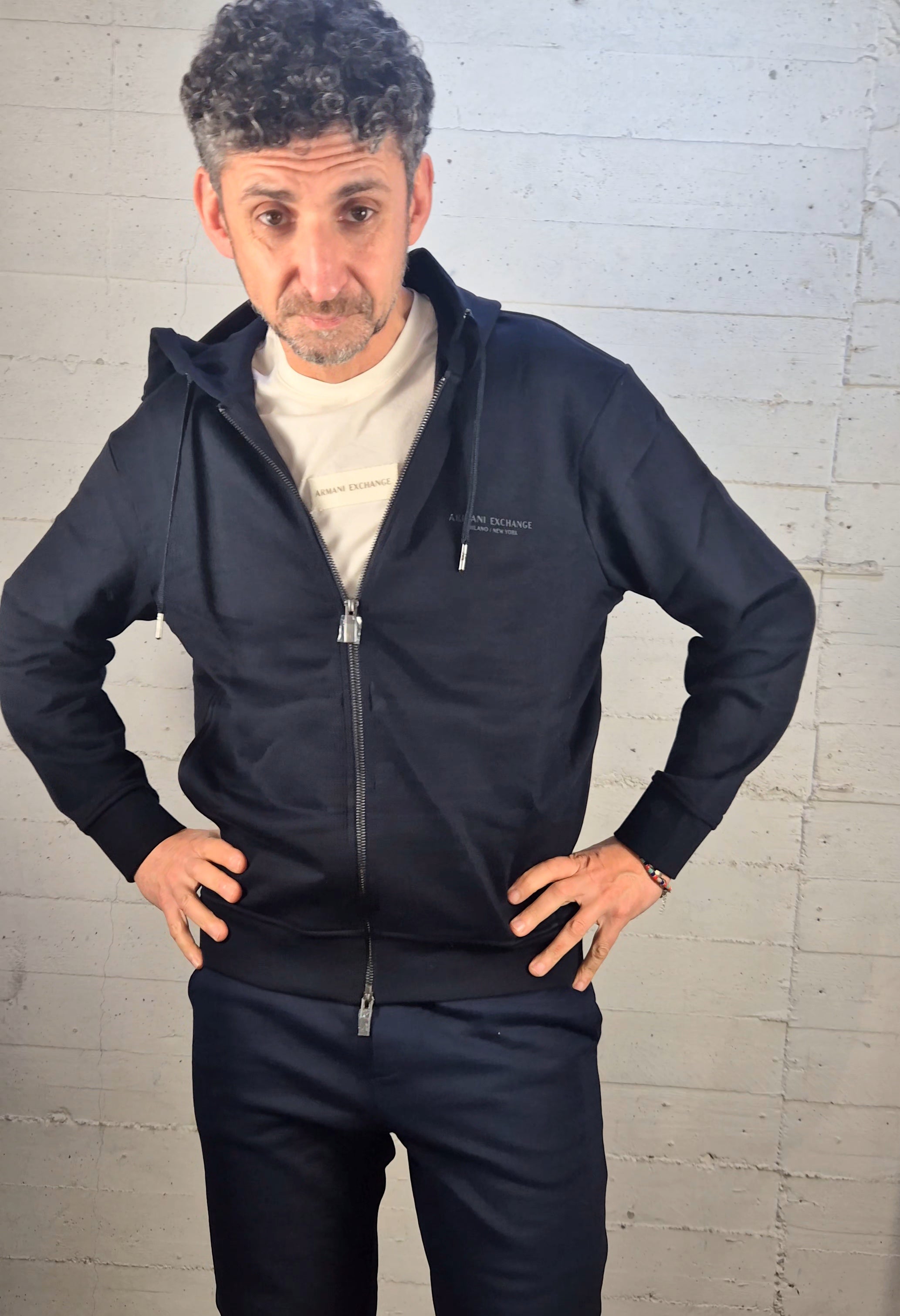 Armani ax felpa cappuccio zip blu XM001293AF20934UB10