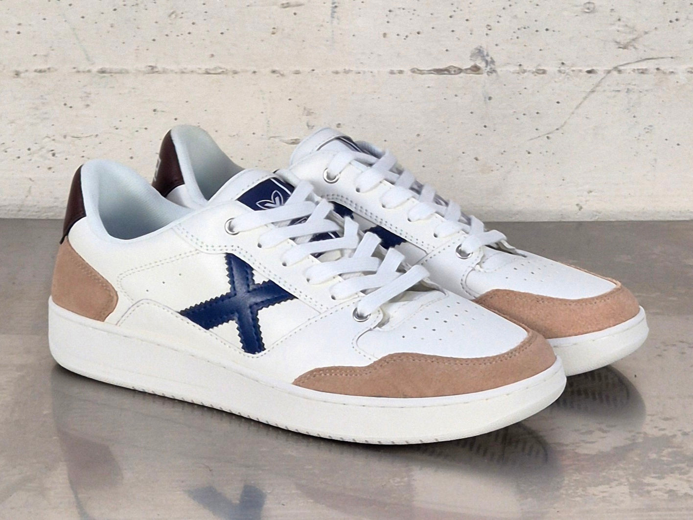 Munich sneaker in pelle 8908115 LEGIT MAN 115 bianco/blu/beige