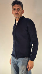 Seinse maglia aperta conn zip mi3065 blu mistoviscosa