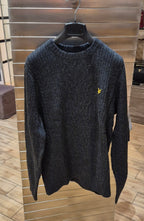Lyle & Scott maglia treccia lambswool KN2318W15 grigio antracite