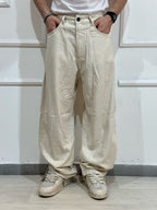 Pantalone Baloon misto lino beige ADFS81