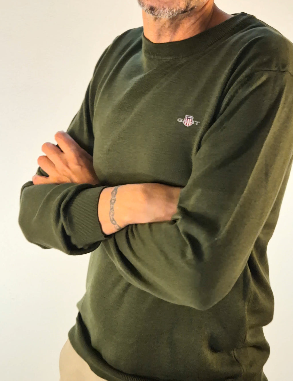 Gant maglia girocollo cotton wool cotone e lana VERDE 25038060068360