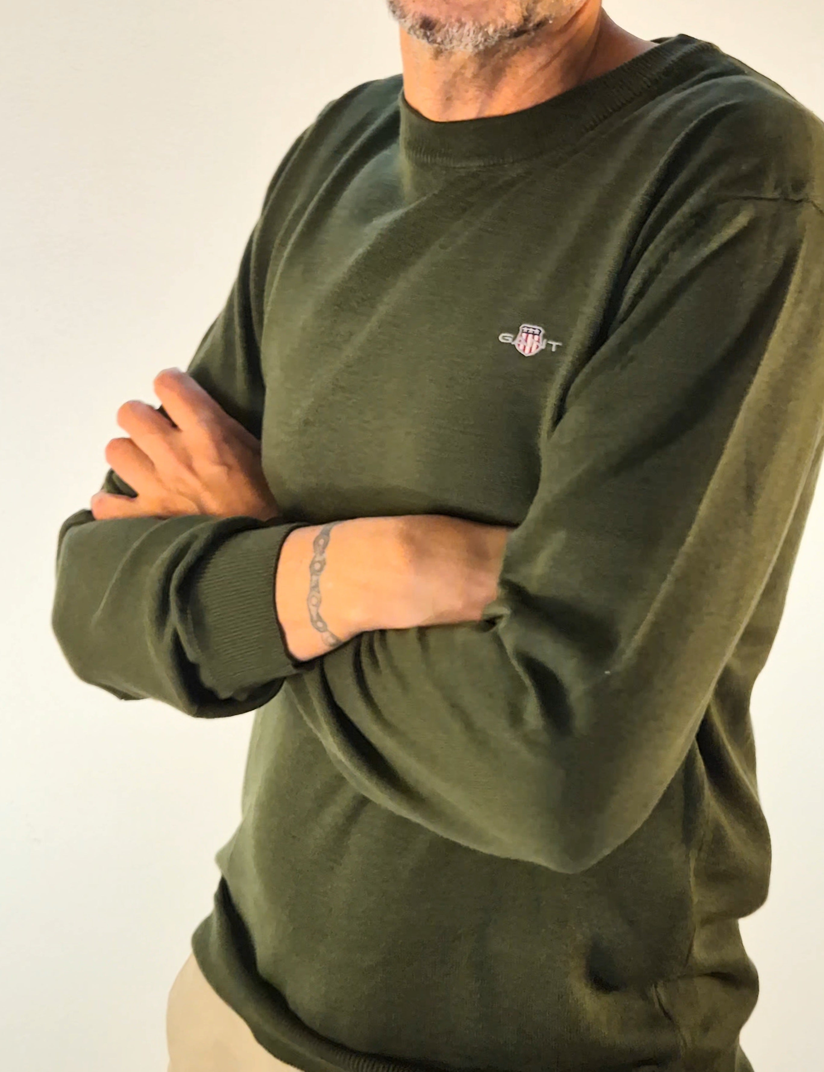 Gant maglia girocollo cotton wool cotone e lana VERDE 25038060068360