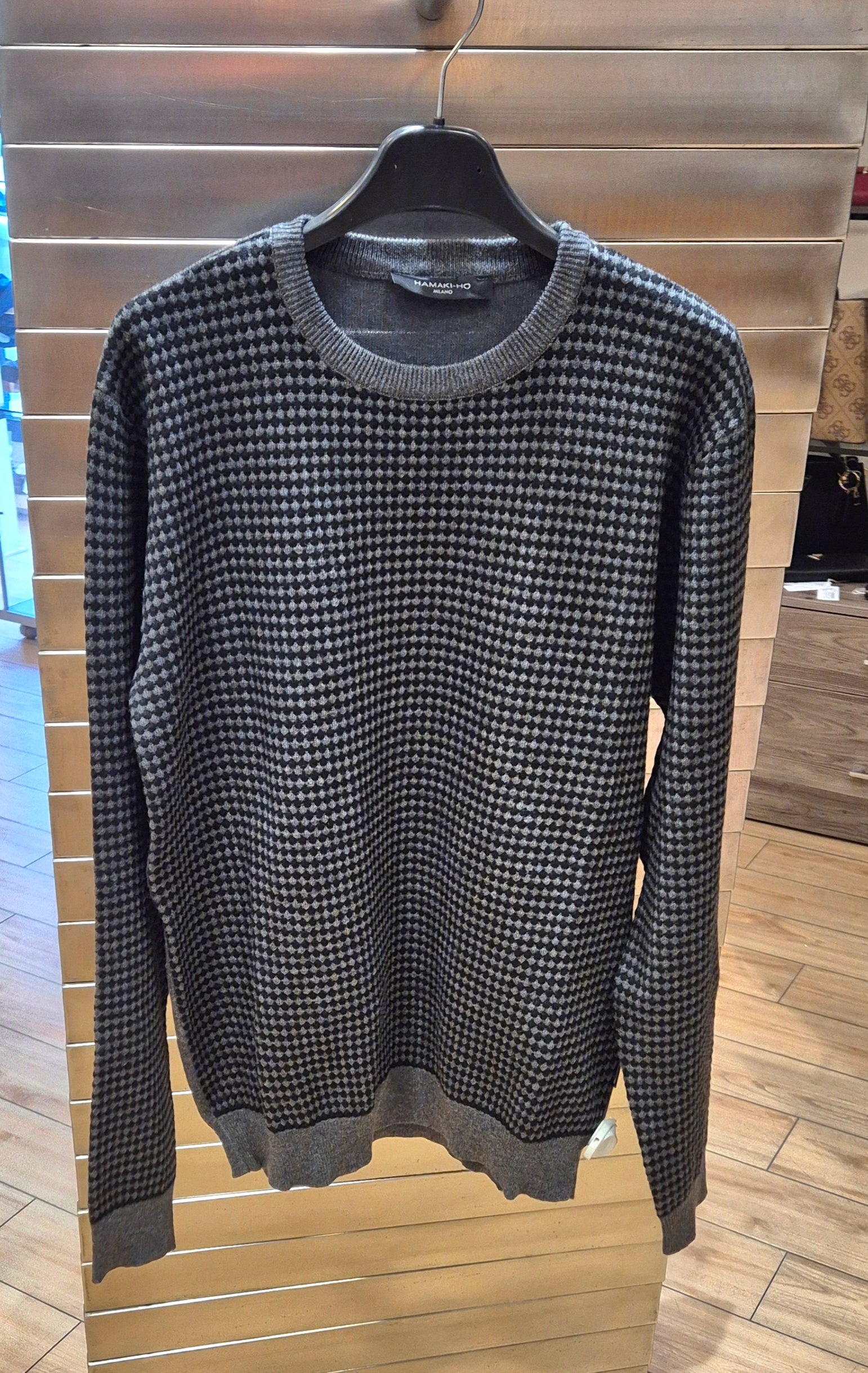 Hamaki-ho maglia girocollo fantasia nero/grigio mi3165antracite mistoviscosa