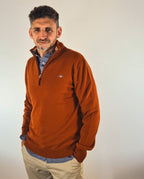 Gant maglia con mezza zip lambswool super fine 2503087213623 ruggine