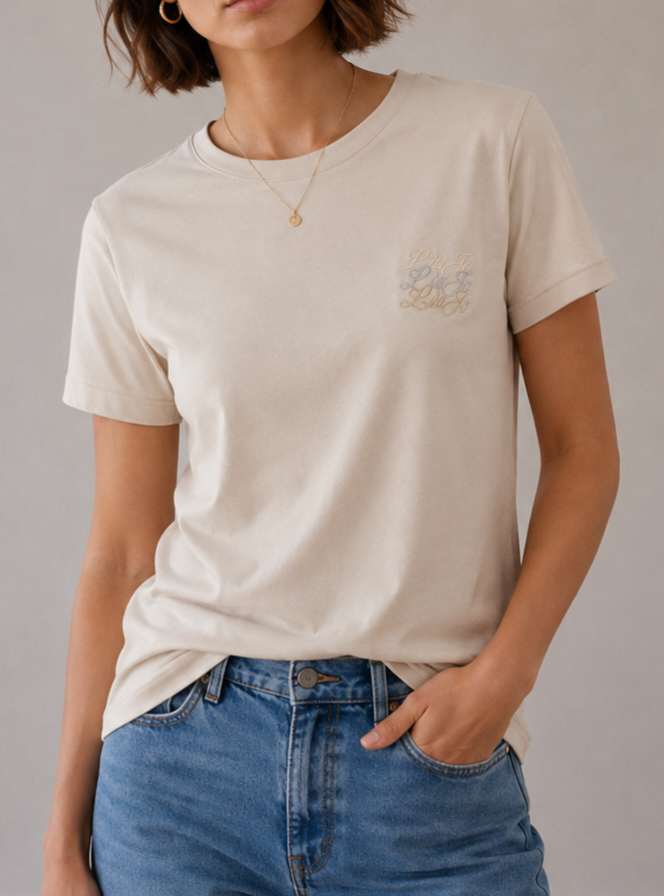Liu jo t-shirt cotone basic logo piccolo strass WF6348J6308 beige