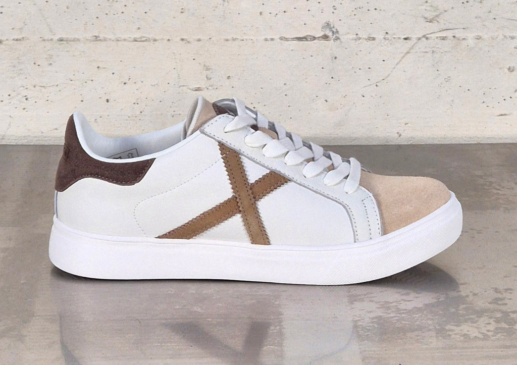 Munich sneaker in pelle 8080118 Rete 118 bianco/beige/marrone