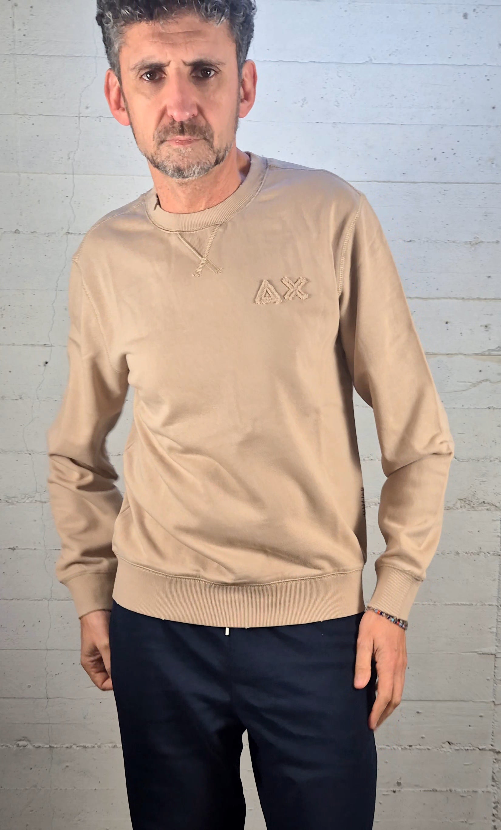 Sun 68 felpa girocollo vintage F3612098 beige stone