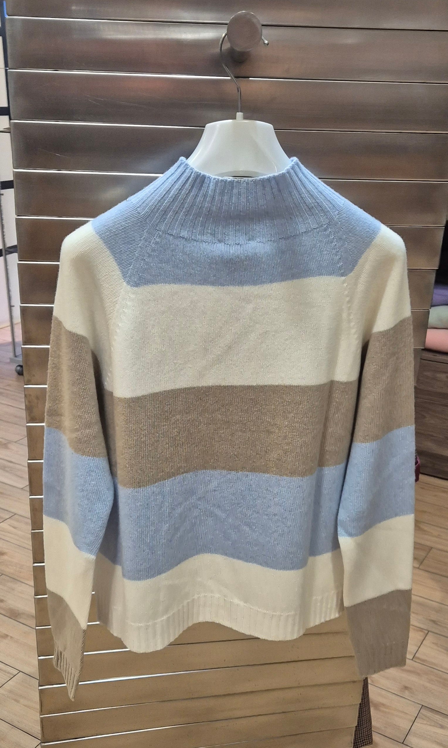 Susy Mix maglia rigata misto cahemere 825925U27 beige/celeste