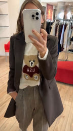 Susy mix maglia con orsetto girocollo colore crema 25760U33