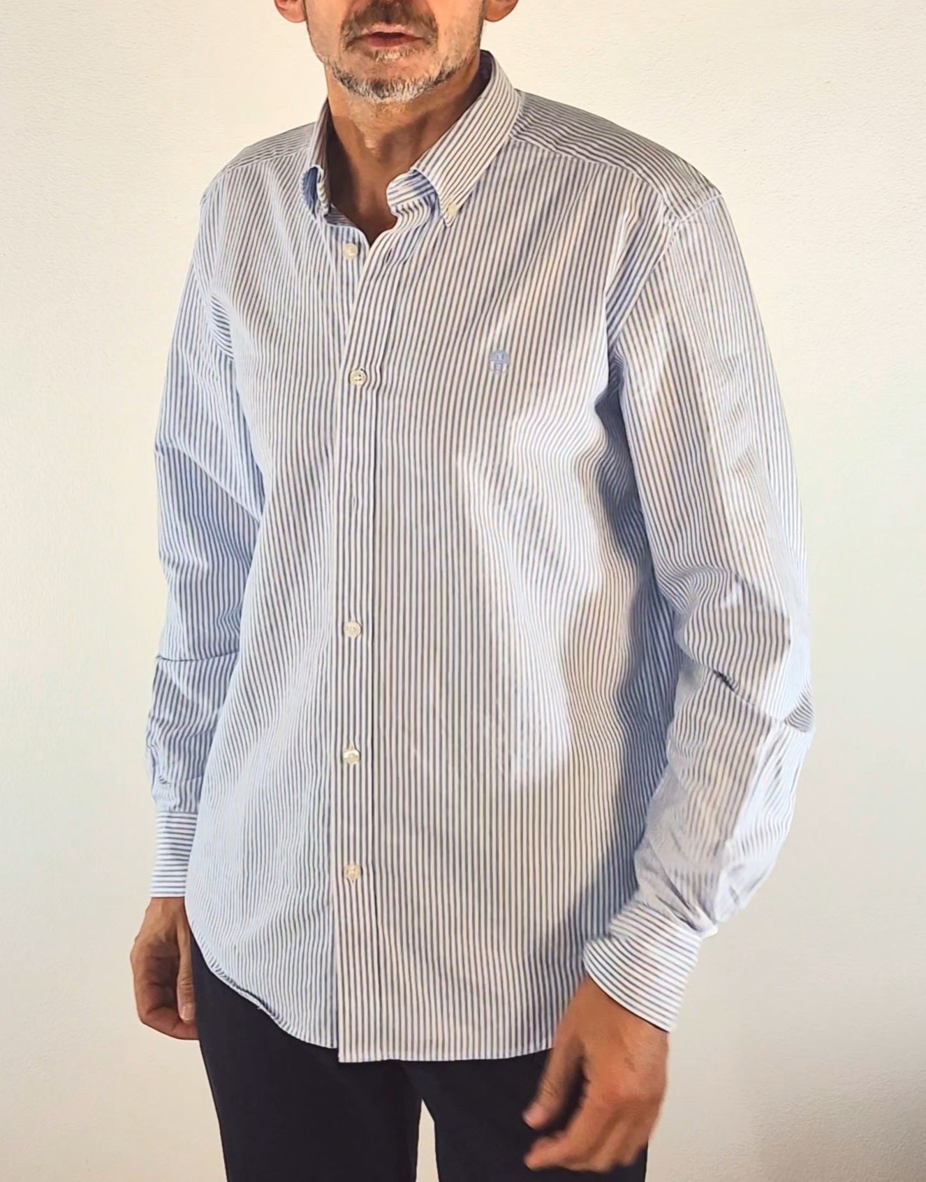 North Sails camicia regular botton down riga bastoncino celeste 664404C001