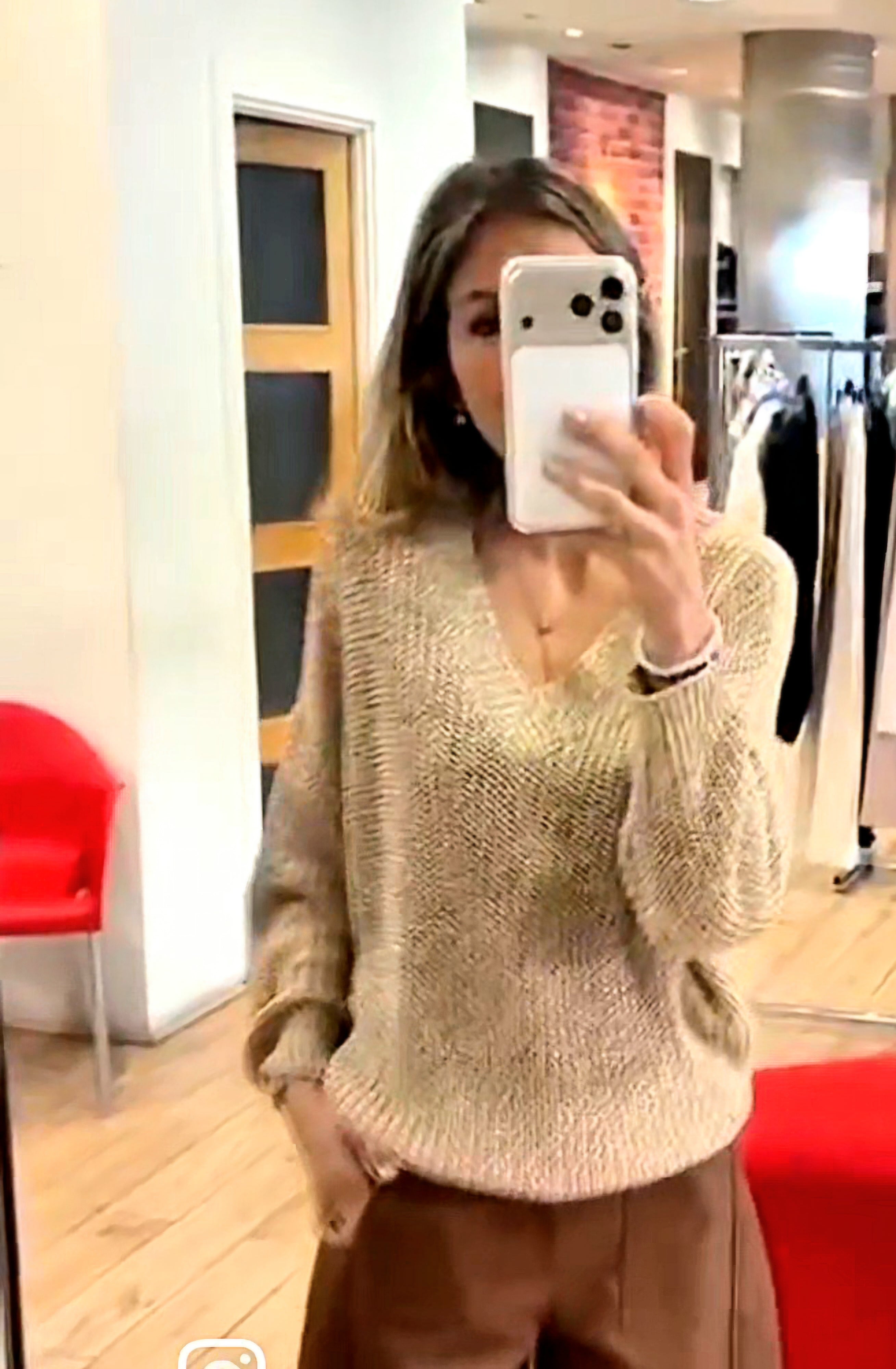 Susy Mix maglia doppio v lurex WL5022 oro