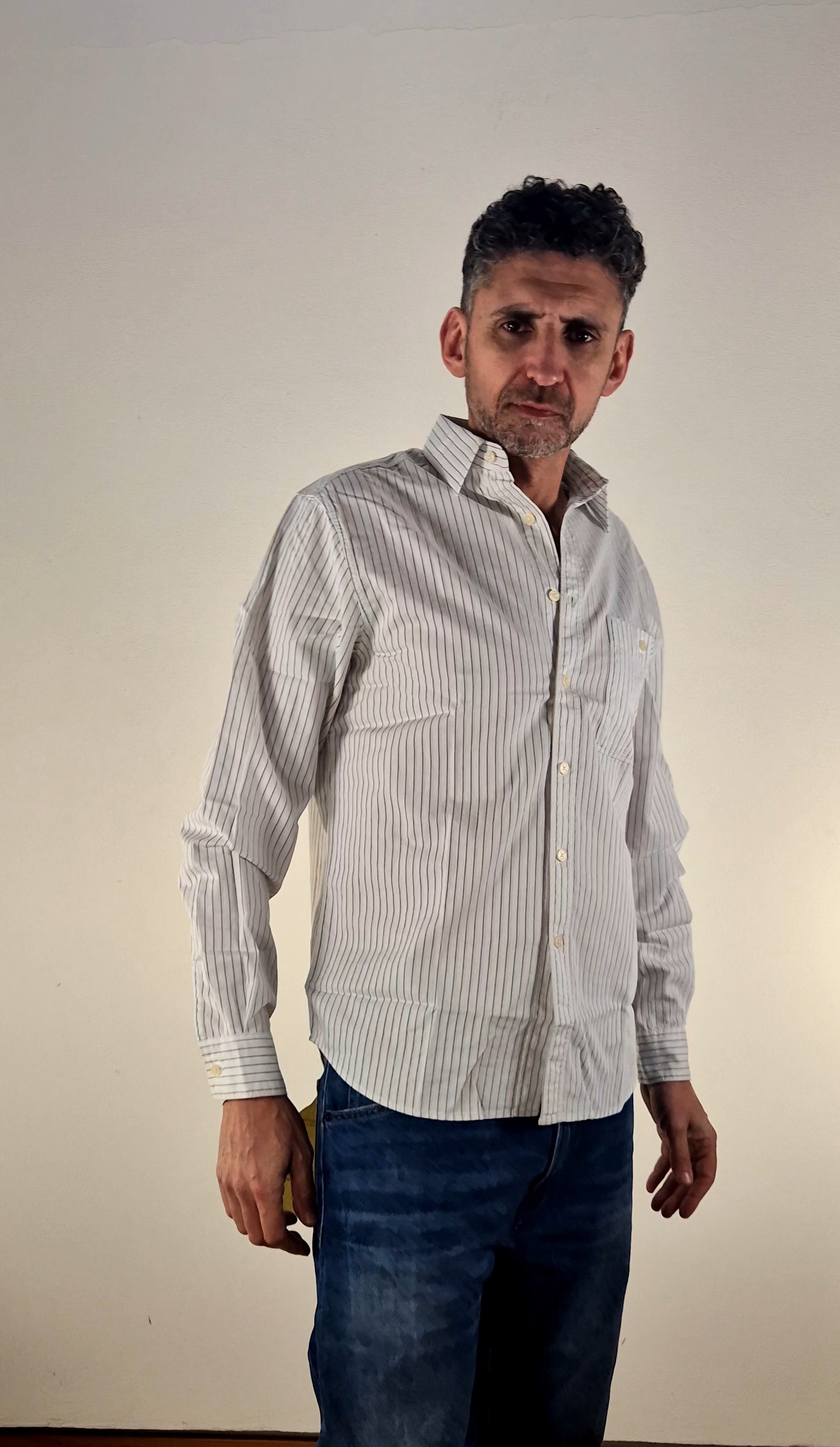 Replay camicia M4144  RIGA BEIGE/BIANCO