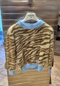 Susy mix maglioncino pelliccia zebra beige e celeste M02104A U27