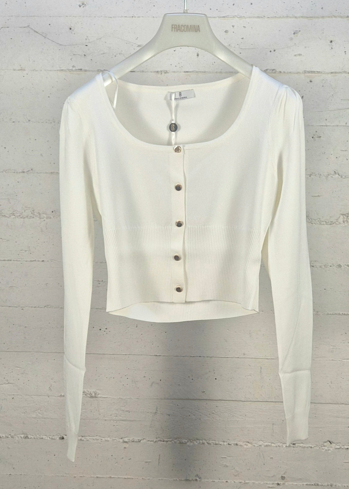 Fracomina cardigan corto scollo madonna nero ST8001K52401 108 BIANCO