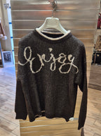 Susy mix maglia con scritta "enjoy" marrone 5319U70