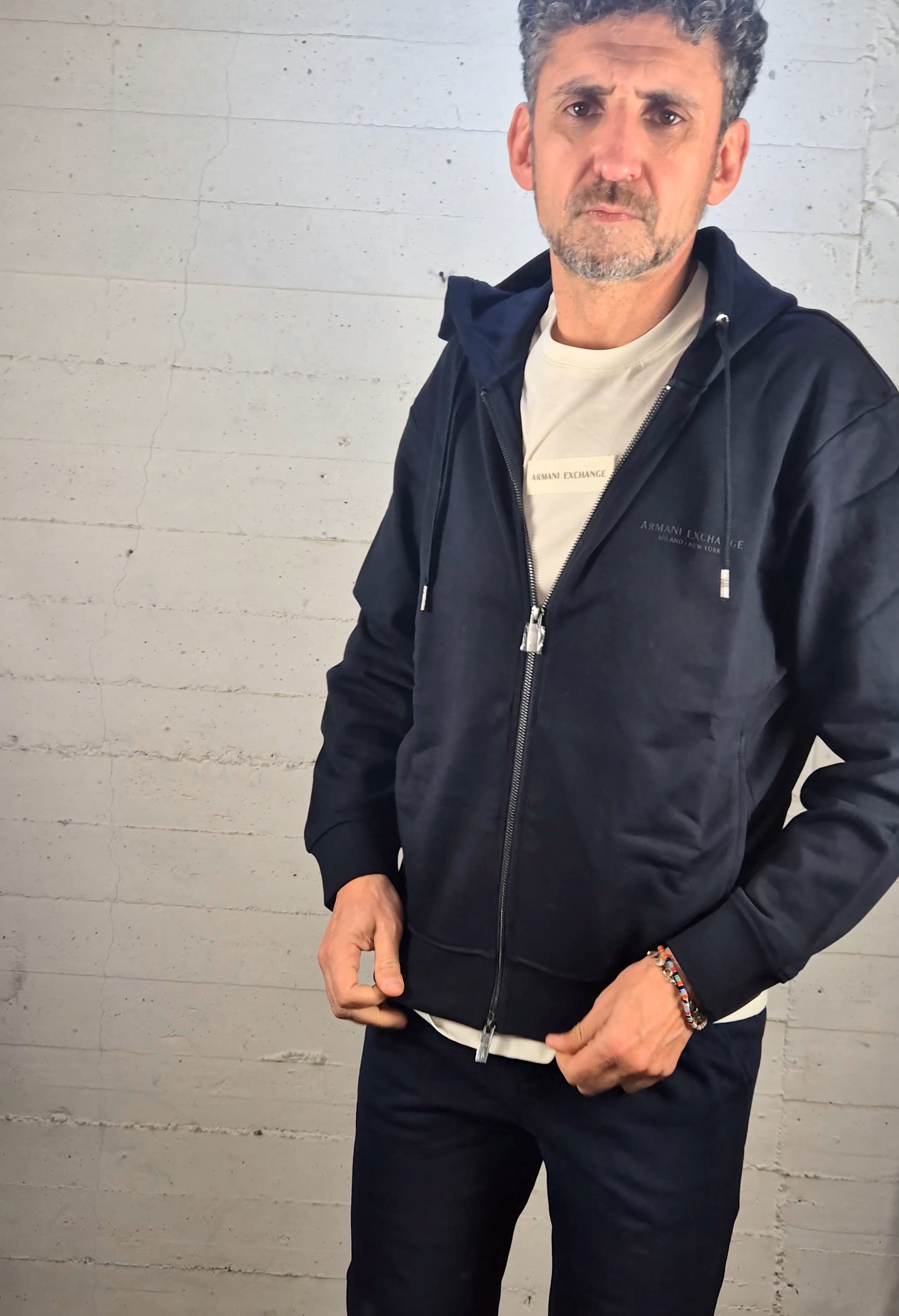 Armani ax felpa cappuccio zip blu XM001293AF20934UB10