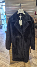 Susy mix cappotto ecopelliccia 21829 nero monopetto