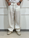Pantalone Baloon misto lino bianco ADFS81