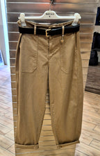 Susy mix pantalone cotone con cintura 5830PU24 cammello
