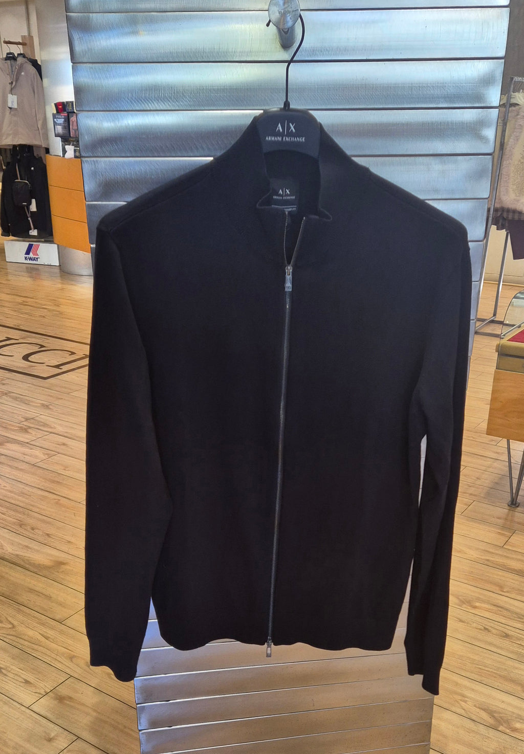 Armani ax maglia aperta con zip in mistoviscosa colore blu scuro XM001279AF10454