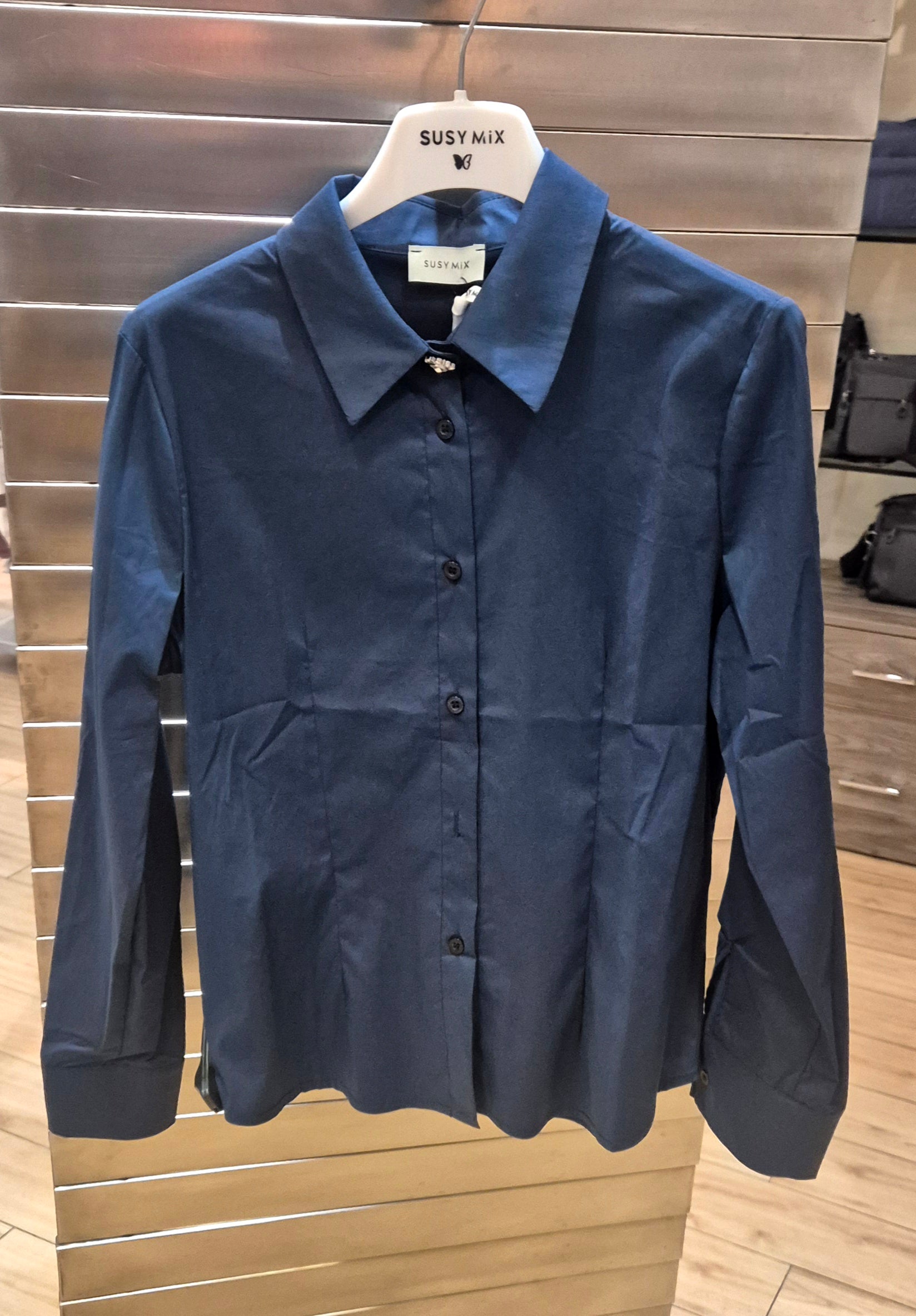 Susy mix camicia bottone gioiello blu 74826UE0
