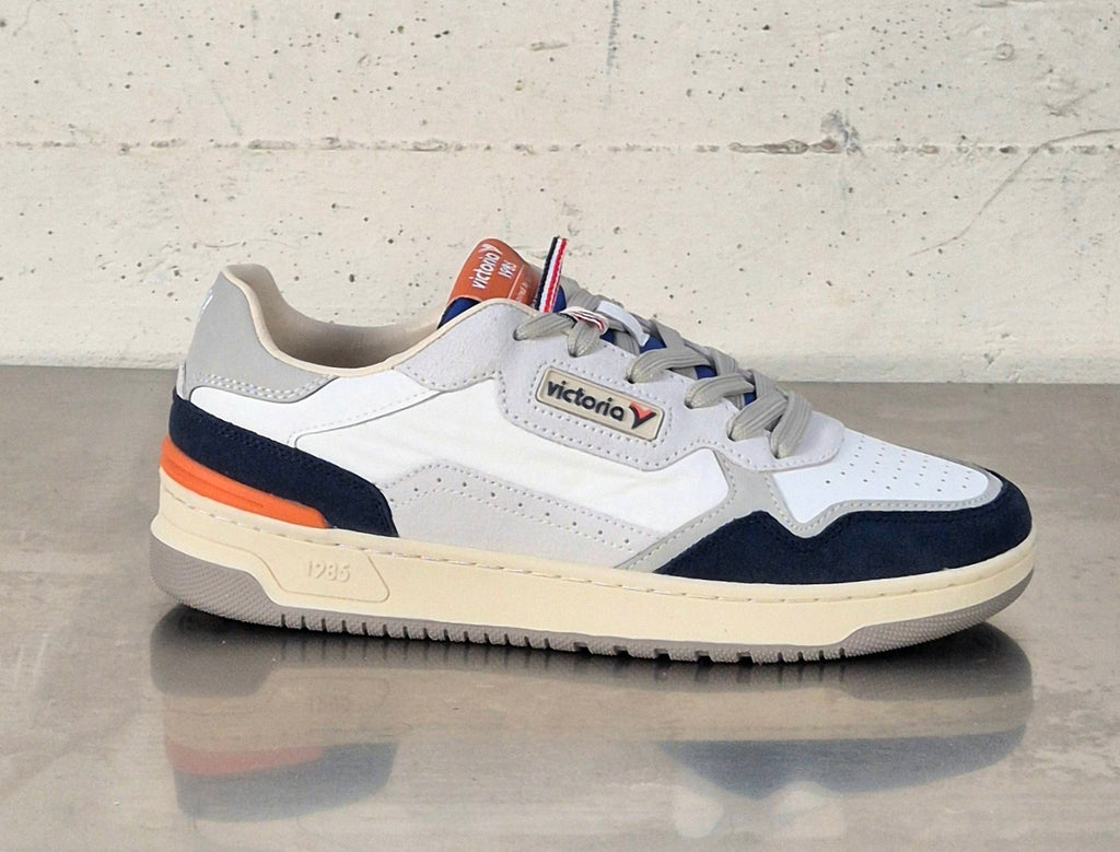 Victoria scarpa uomo 8800124 in pelle e tela bianco/blu/perla marino