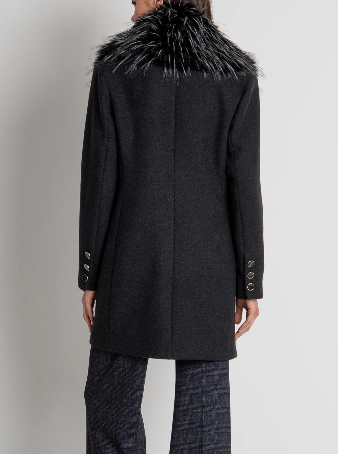Fracomina cappotto con pelliccia WC1028W57901T53 grigio