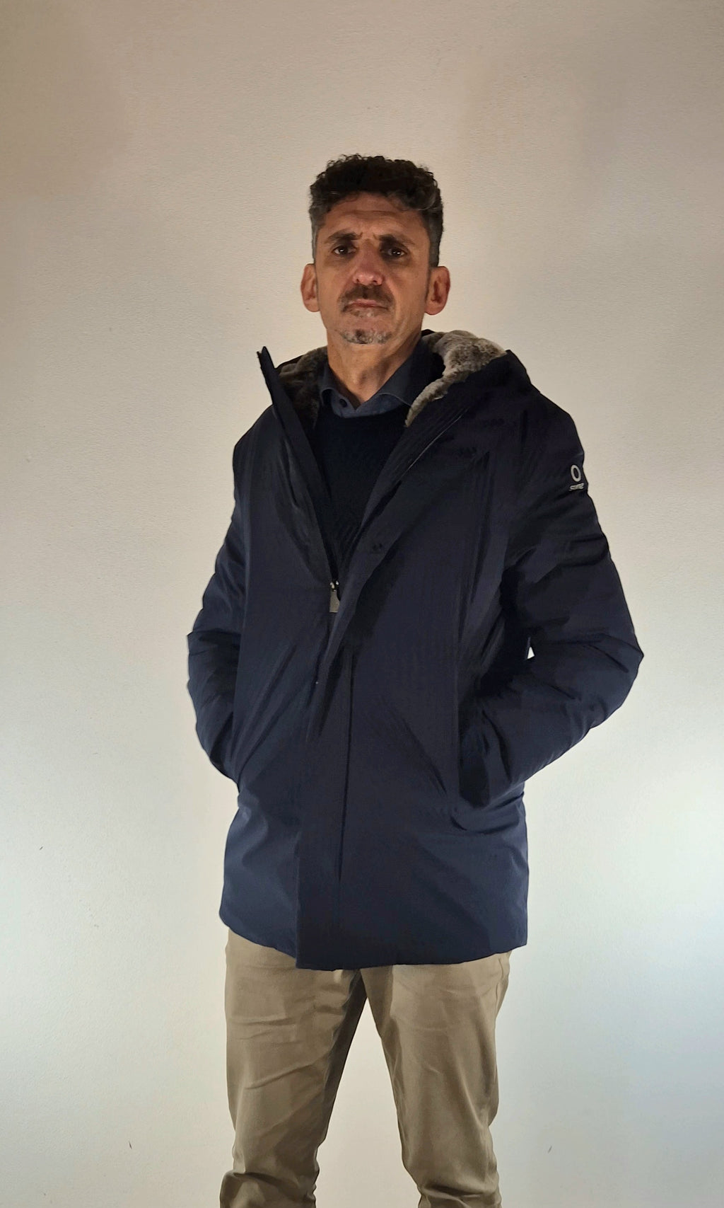 Suns giacchetto con pelliccia interna tessuto tecnico stretch blu GBS53945U