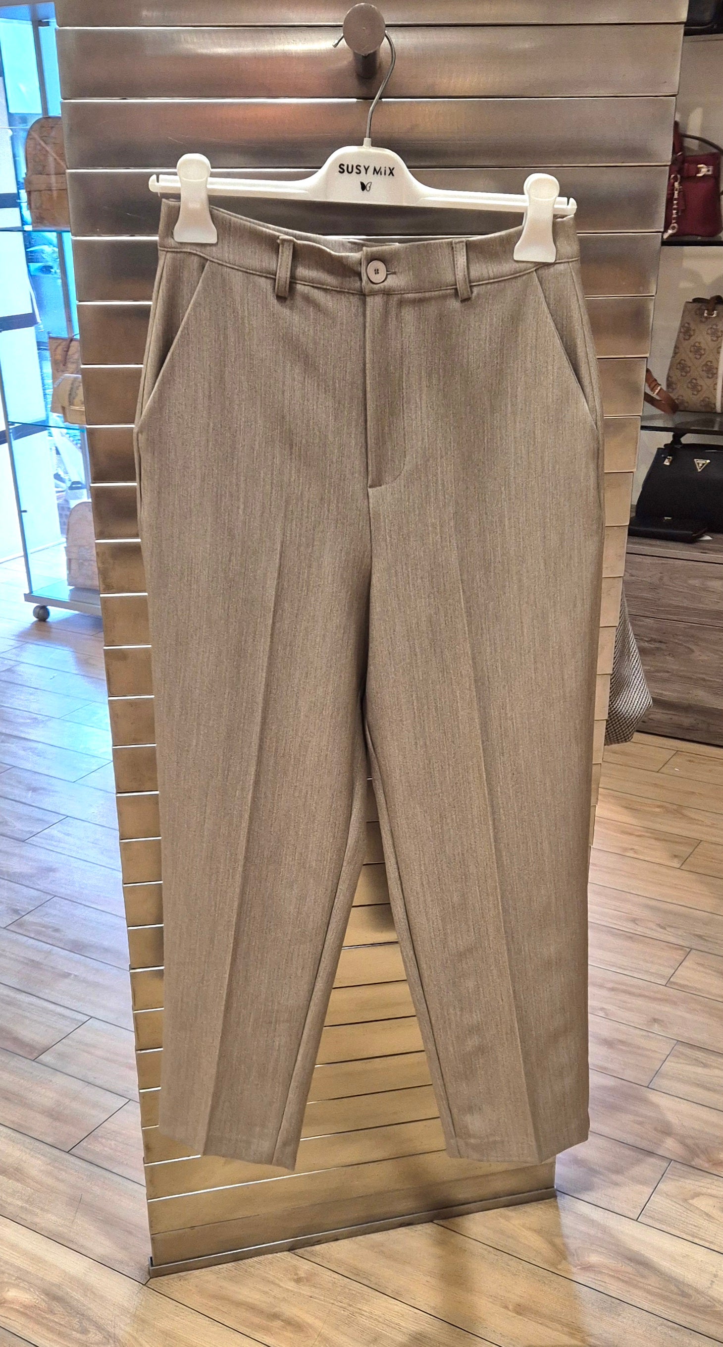 Susy mix pantalone basic vita alta M09598U13 beige