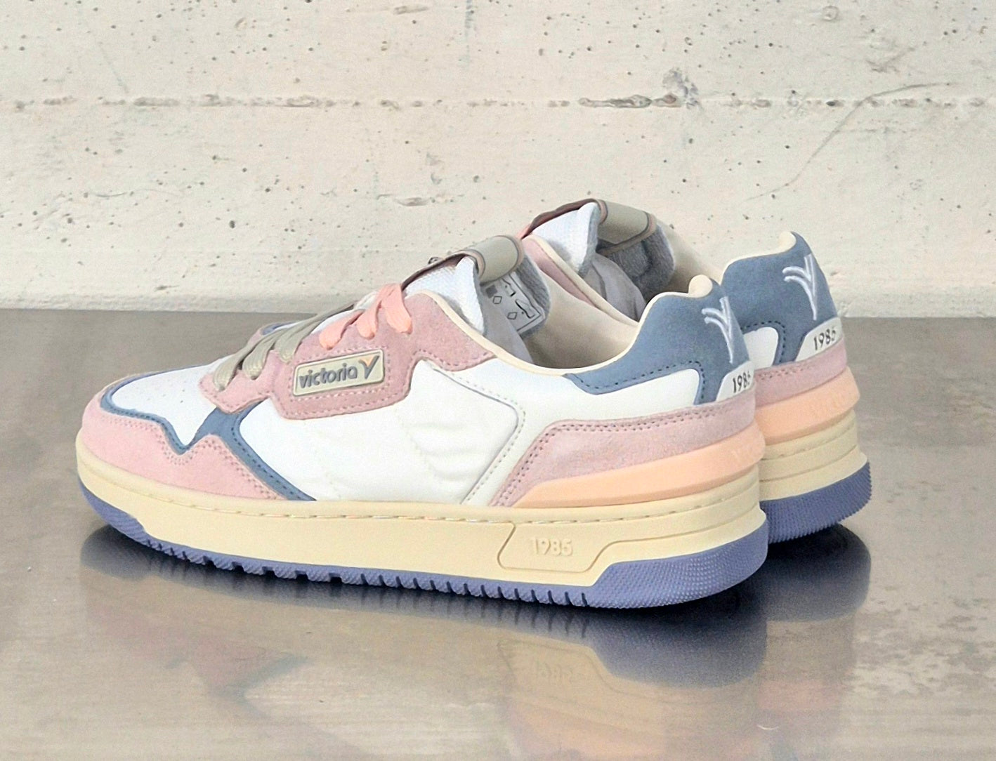 Victoria scarpa donna 88000128 in pelle e tela bianco/lilla/rosa