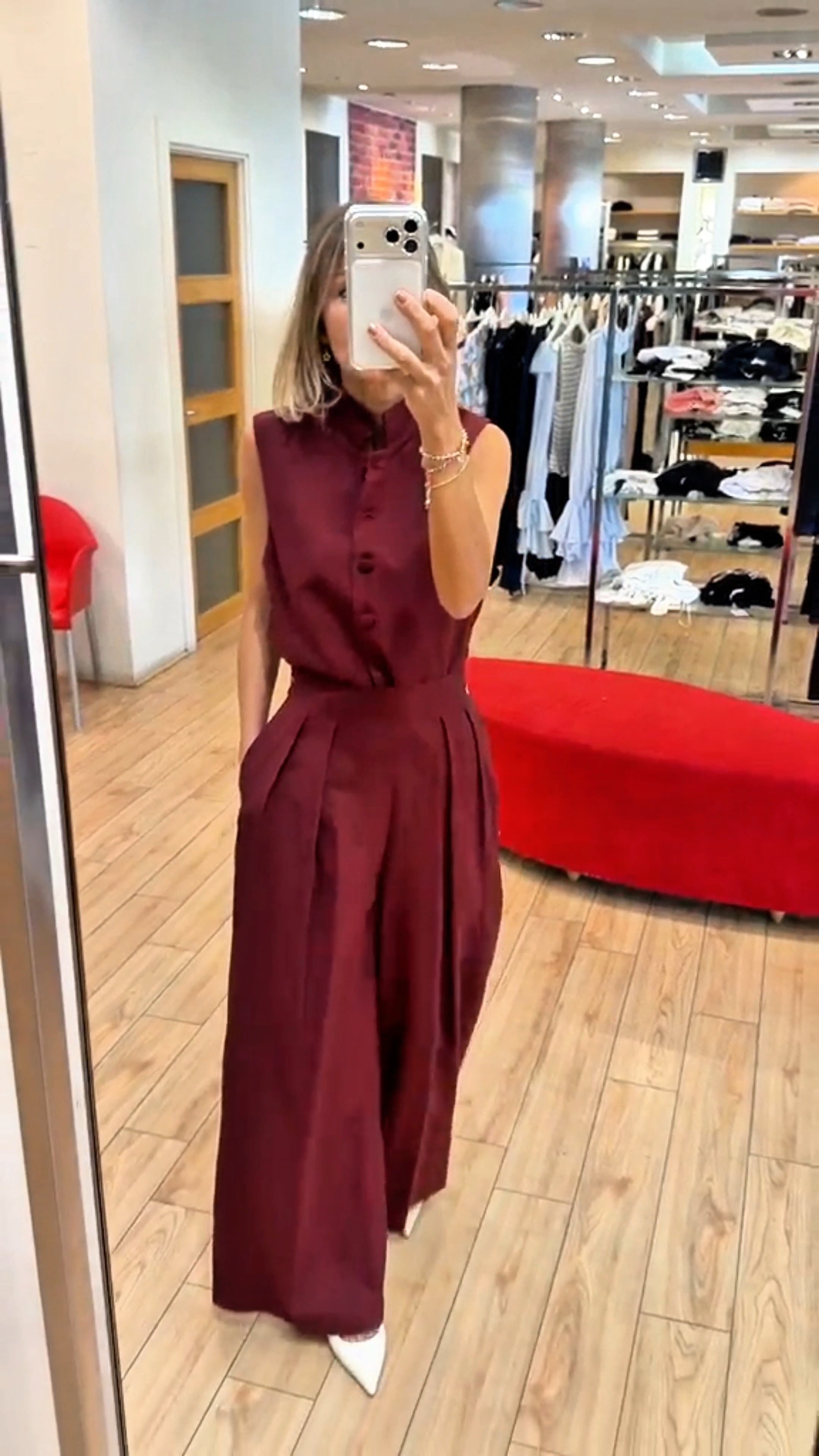 Susy mix completo gilet + pantalone lino mistoviscosa SMXCO0074 rosso india