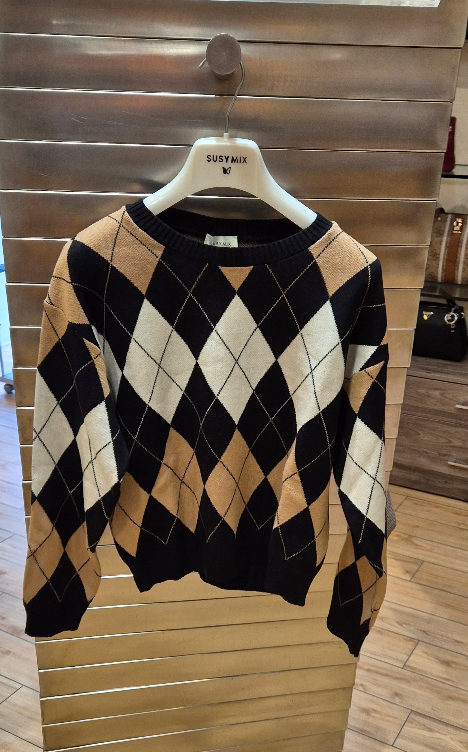 Susy mix maglia con rombi 78507U70 moro