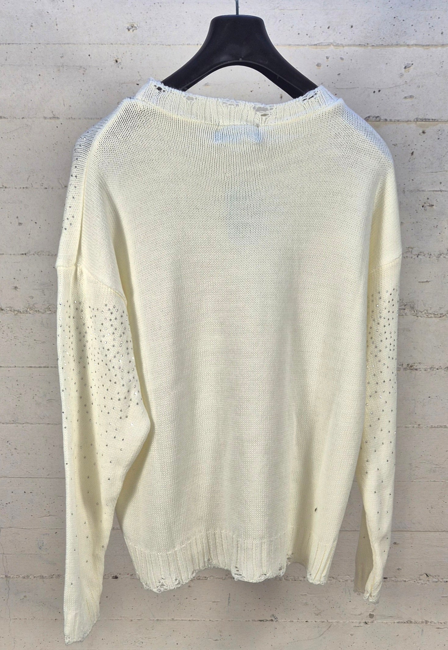 Adon maglia cotone con brillantini e rotture AD1682 bianco