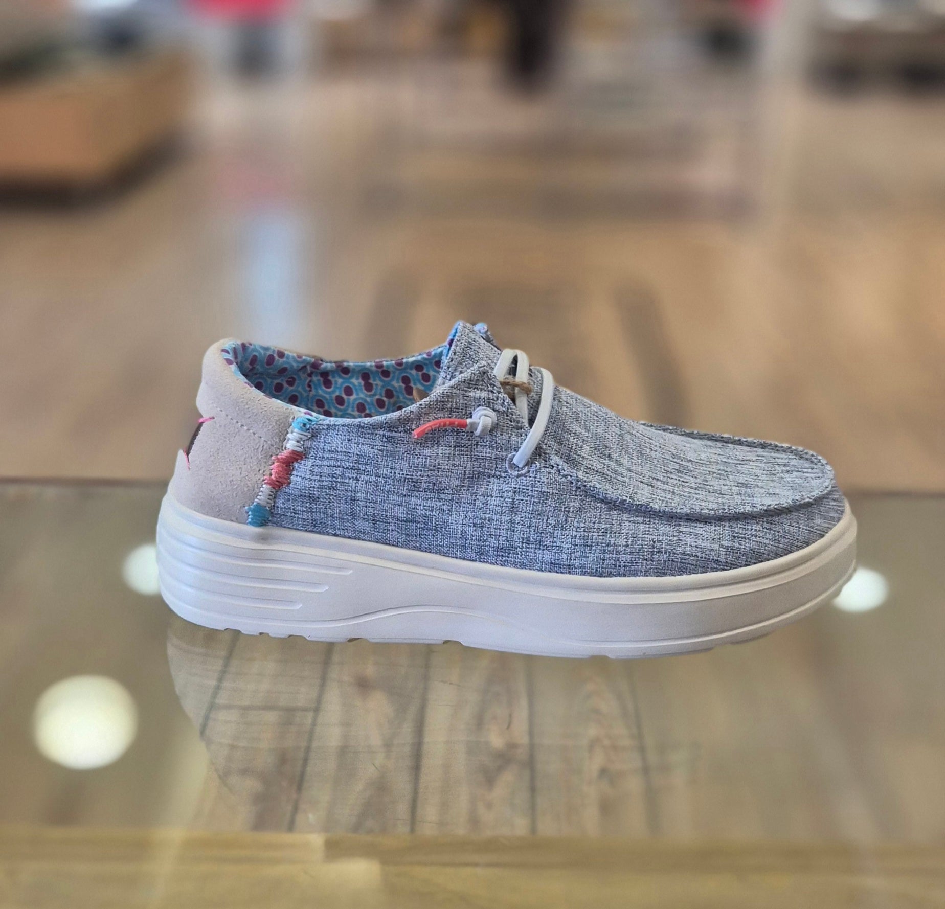 Pitas scarpa donna in tela Poppy marino blu melange