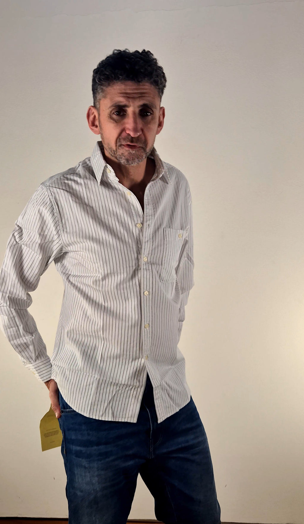 Replay camicia M4144  RIGA BEIGE/BIANCO