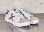 Munich sneaker in pelle 8080118 Rete 118 bianco/beige/marrone