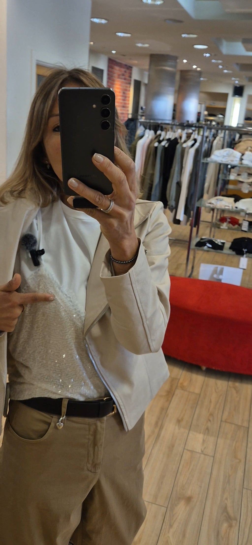 Susy Mix t-shirt S0071U80 con canotta paillettes panna