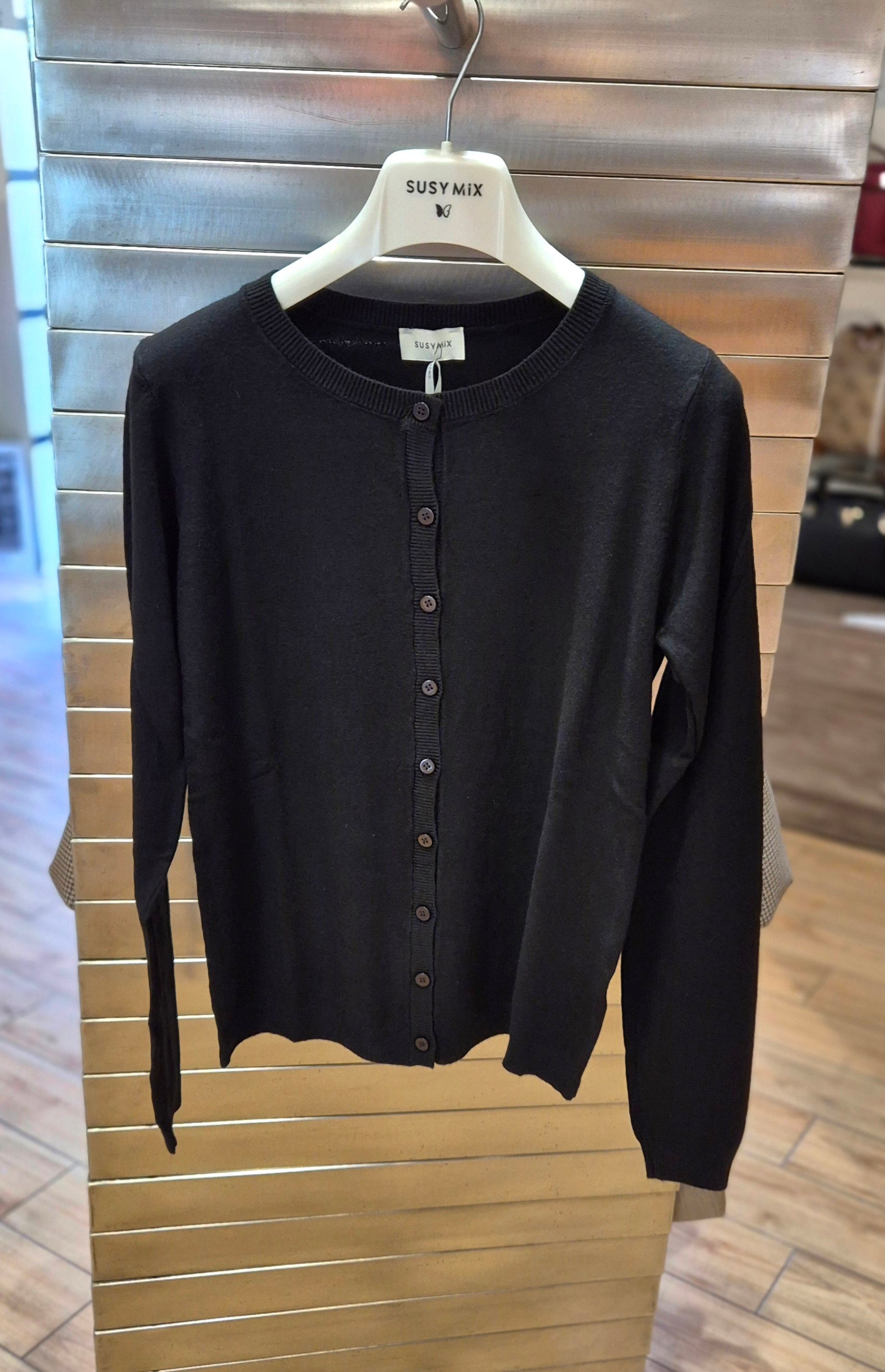 Susy mix maglia coreana aperta con bottoni 250905U75 nero