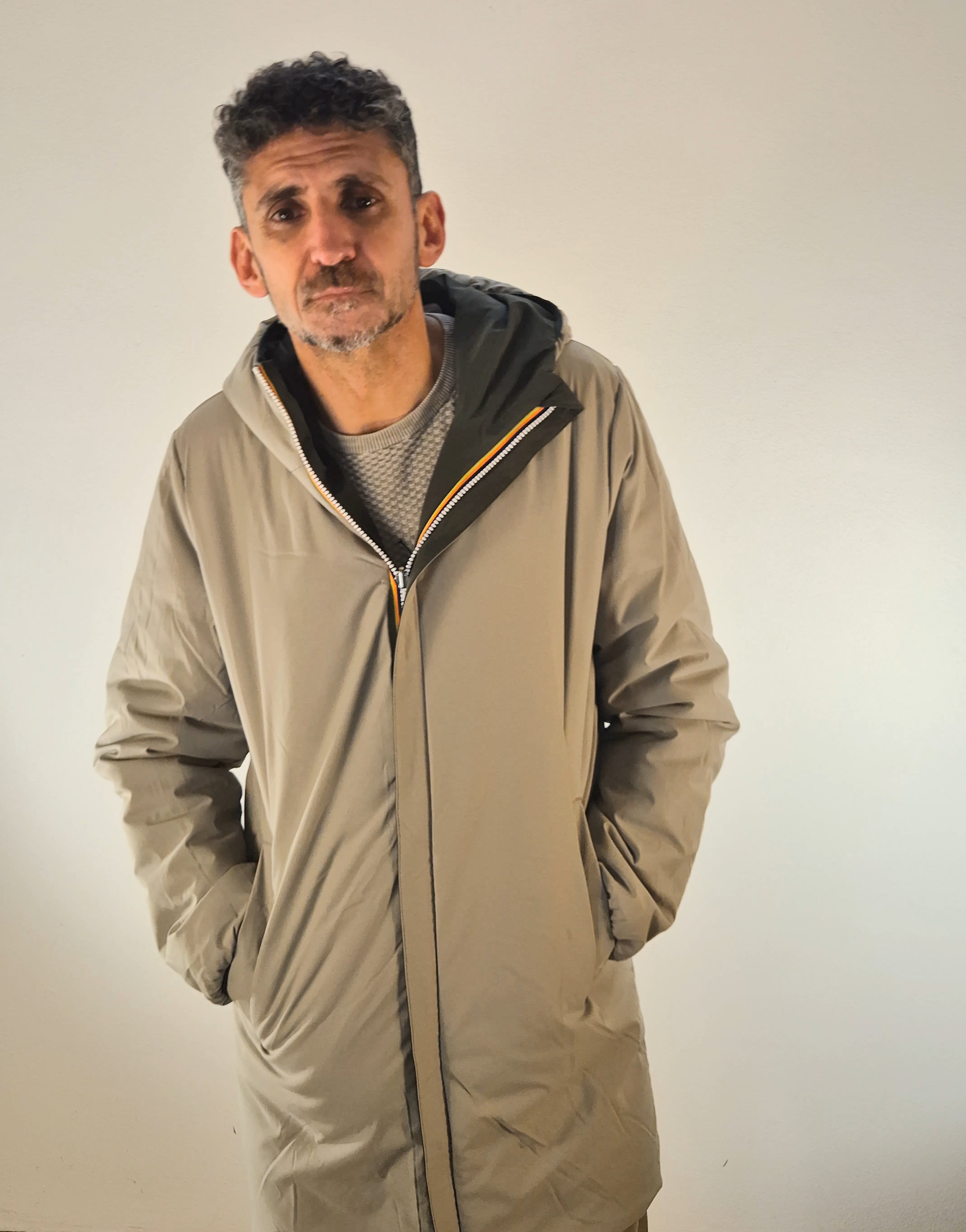 K-way giacchetto lungo reversibile Jacob st warm double verde/beige K6128WWB2P