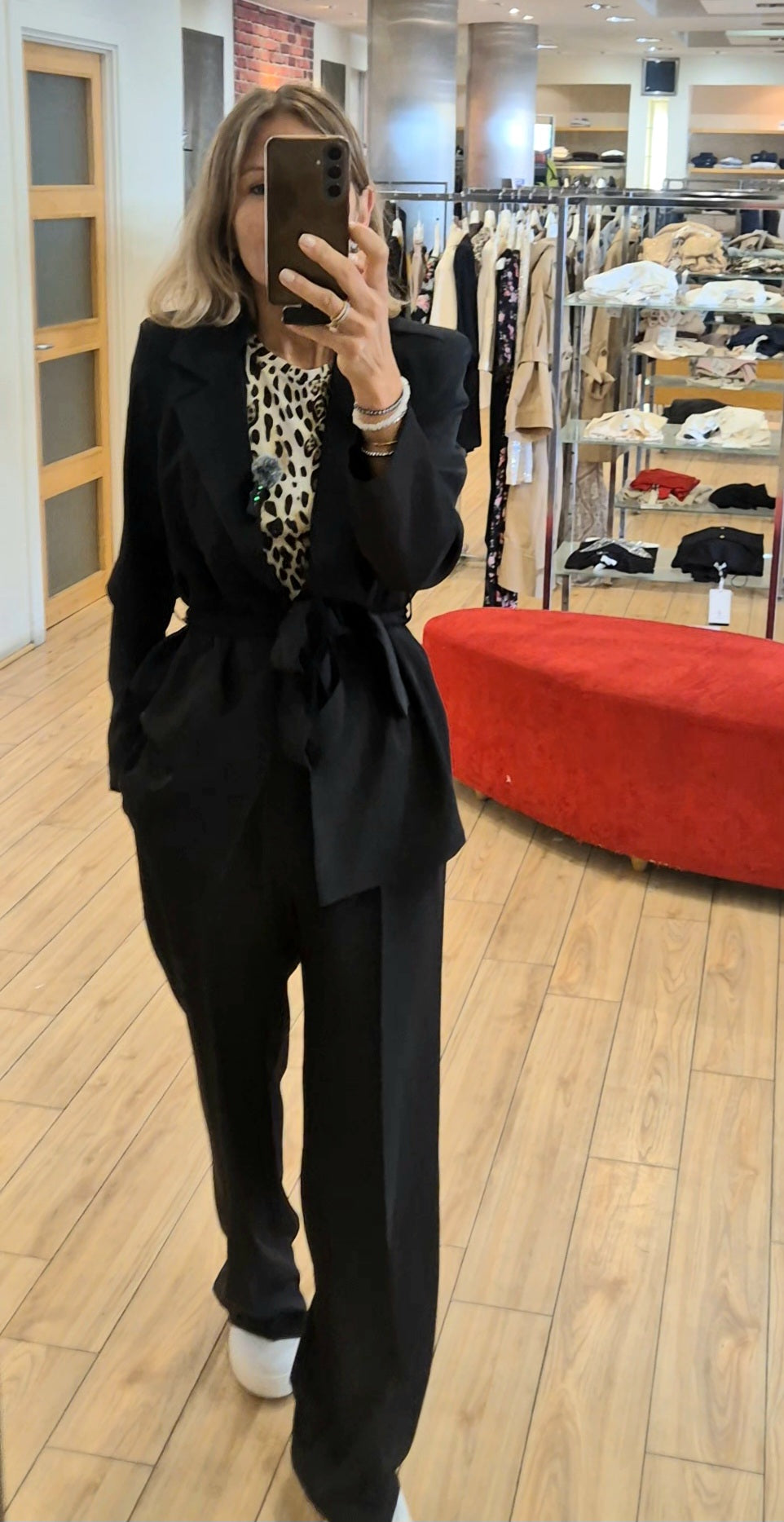 Susy mix completo giacca con cintura + pantalone 303211U75 nero