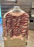 Susy mix maglioncino pelliccia zebra bordeaux e rosa M02104A UA3