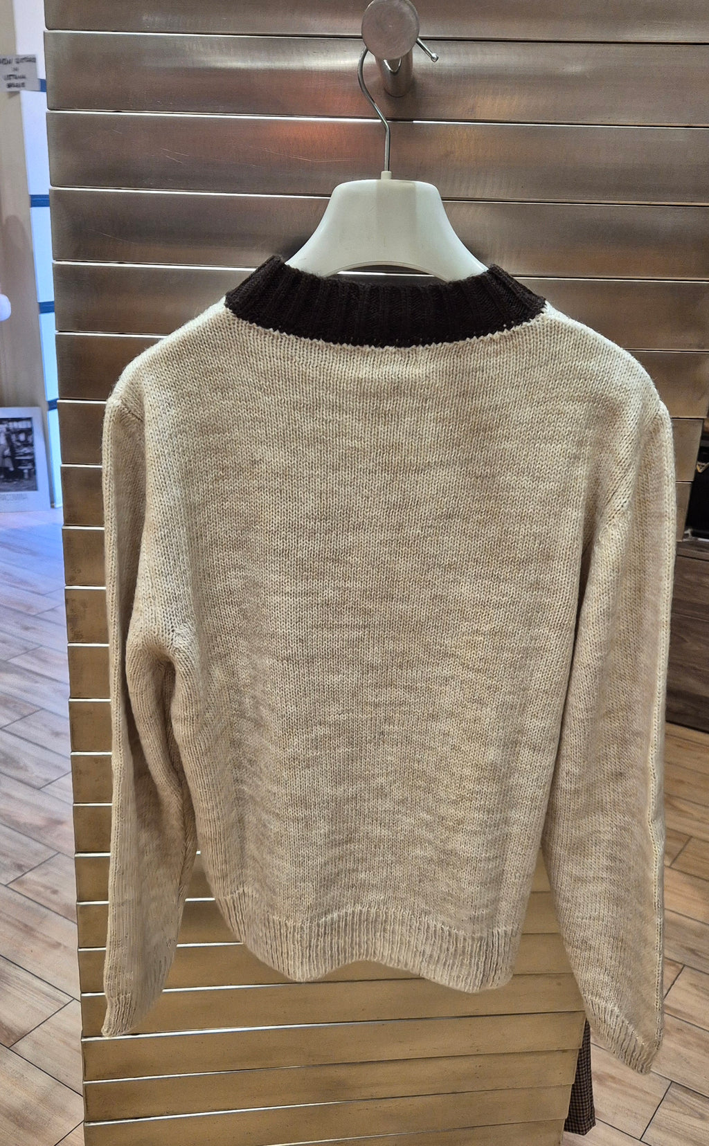 Susy mix maglia con paillettes "pretty" beige mistolana e alpaca 5WM26591U80