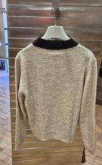 Susy mix maglia con paillettes "pretty" beige mistolana e alpaca 5WM26591U80