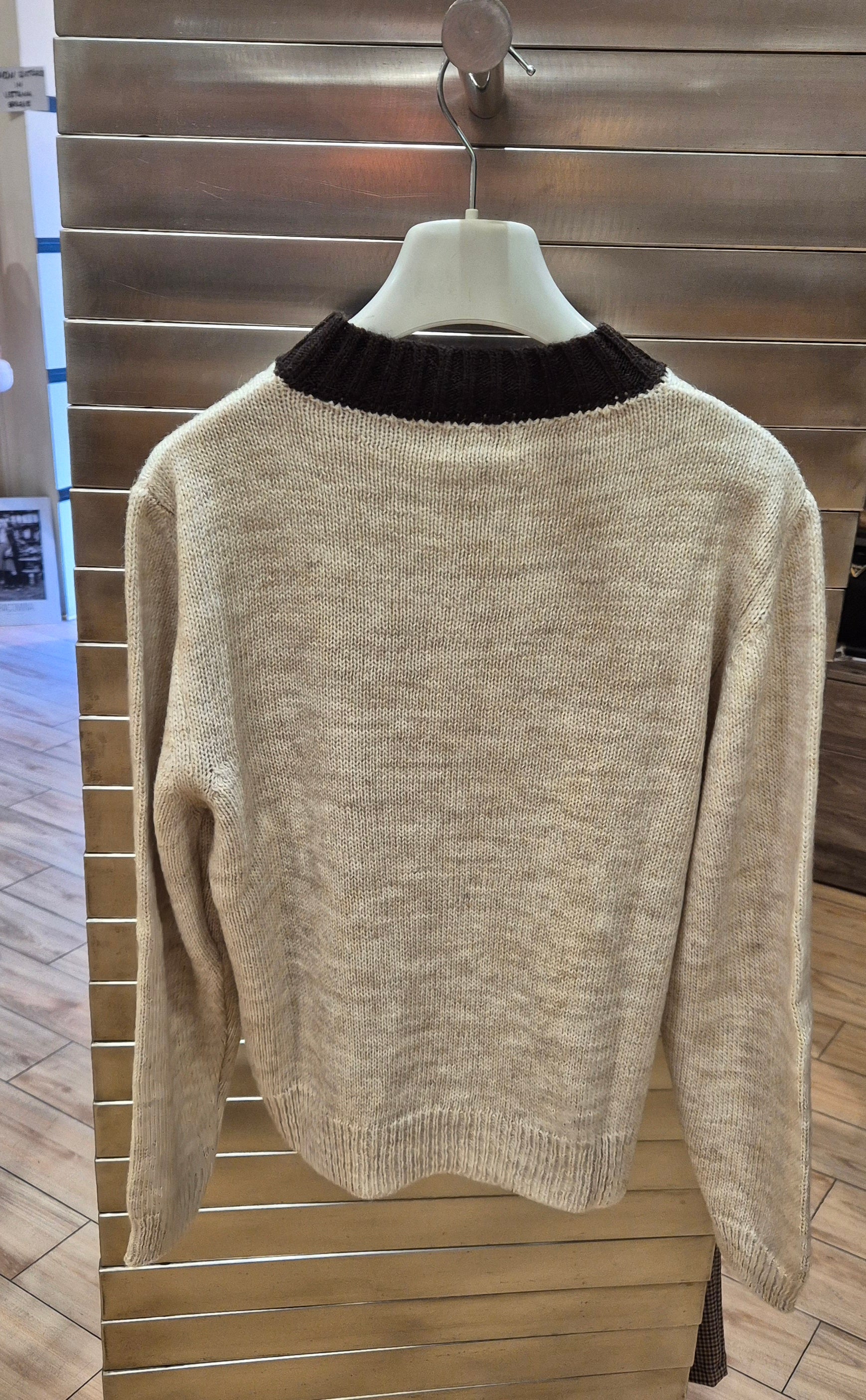 Susy mix maglia con paillettes "pretty" beige mistolana e alpaca 5WM26591U80