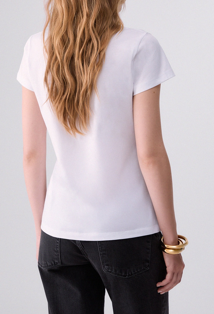 Liu jo t-shirt scollo v con applicazioni WF6447JS923 bianco