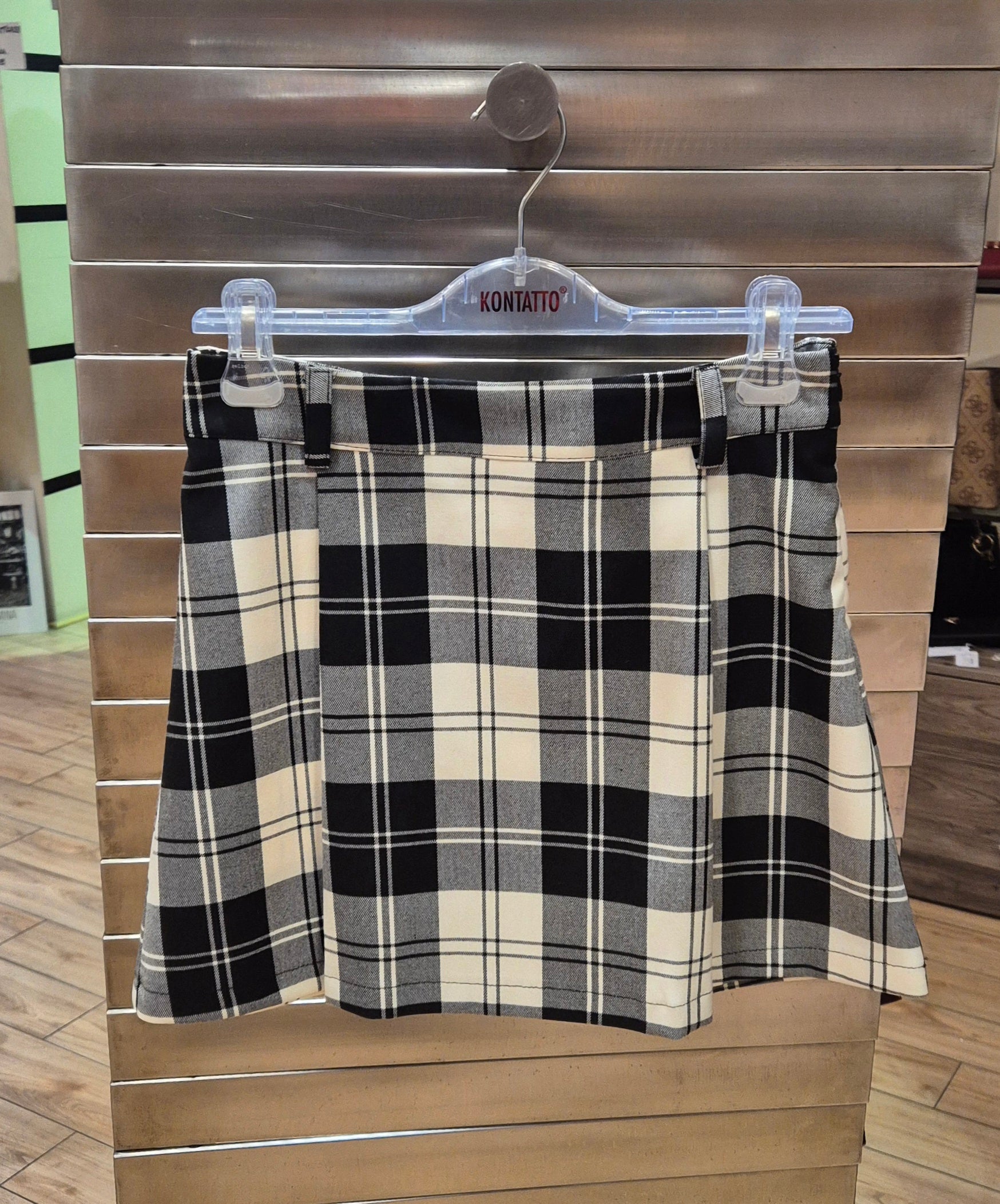 Kontatto minigonna quadro bianco/nero B858NV7