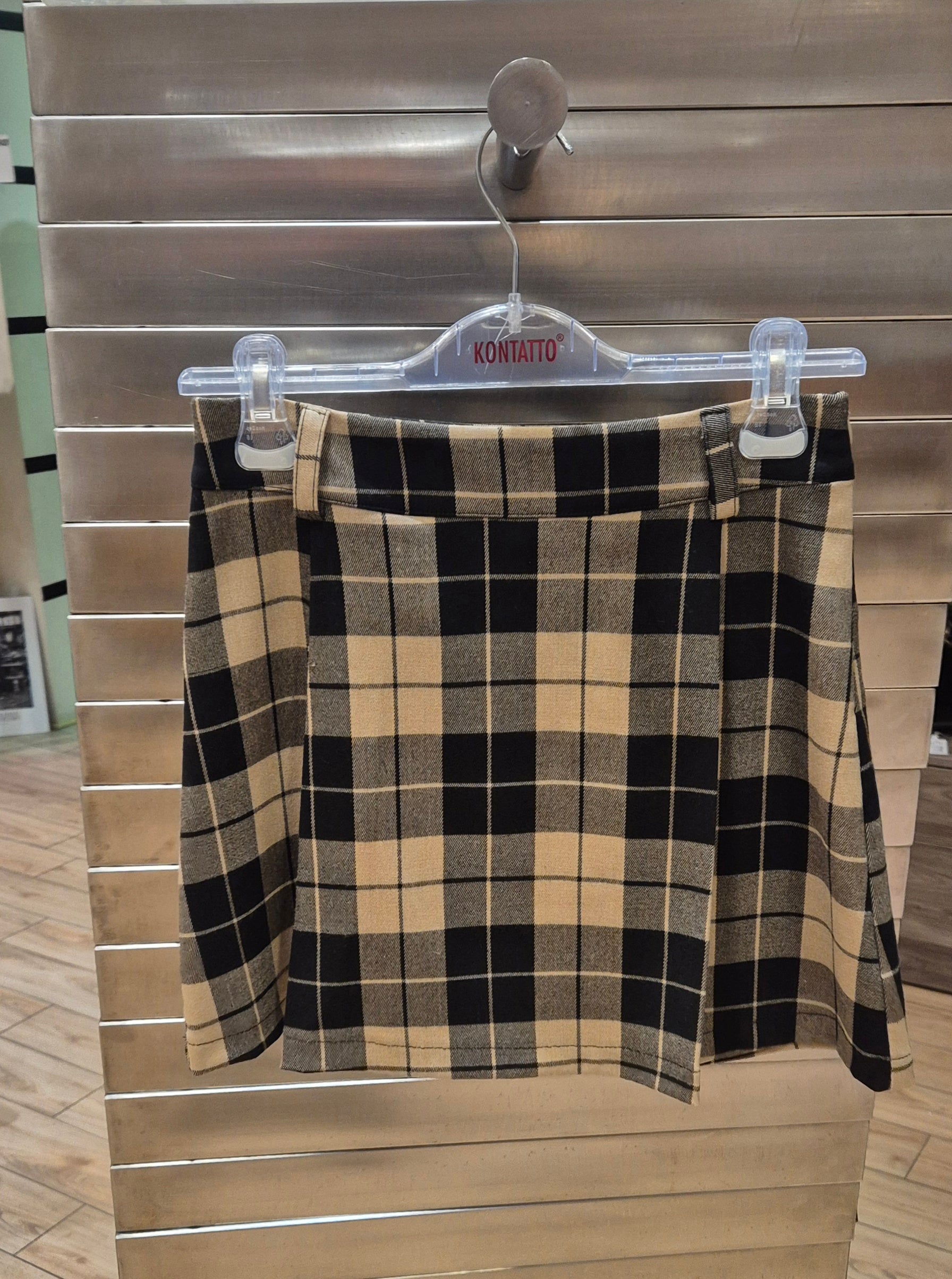 Kontatto minigonna quadro beige/nero B858NV8