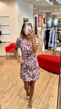 Susy Mix abito floreale corto base panna SH004379U66