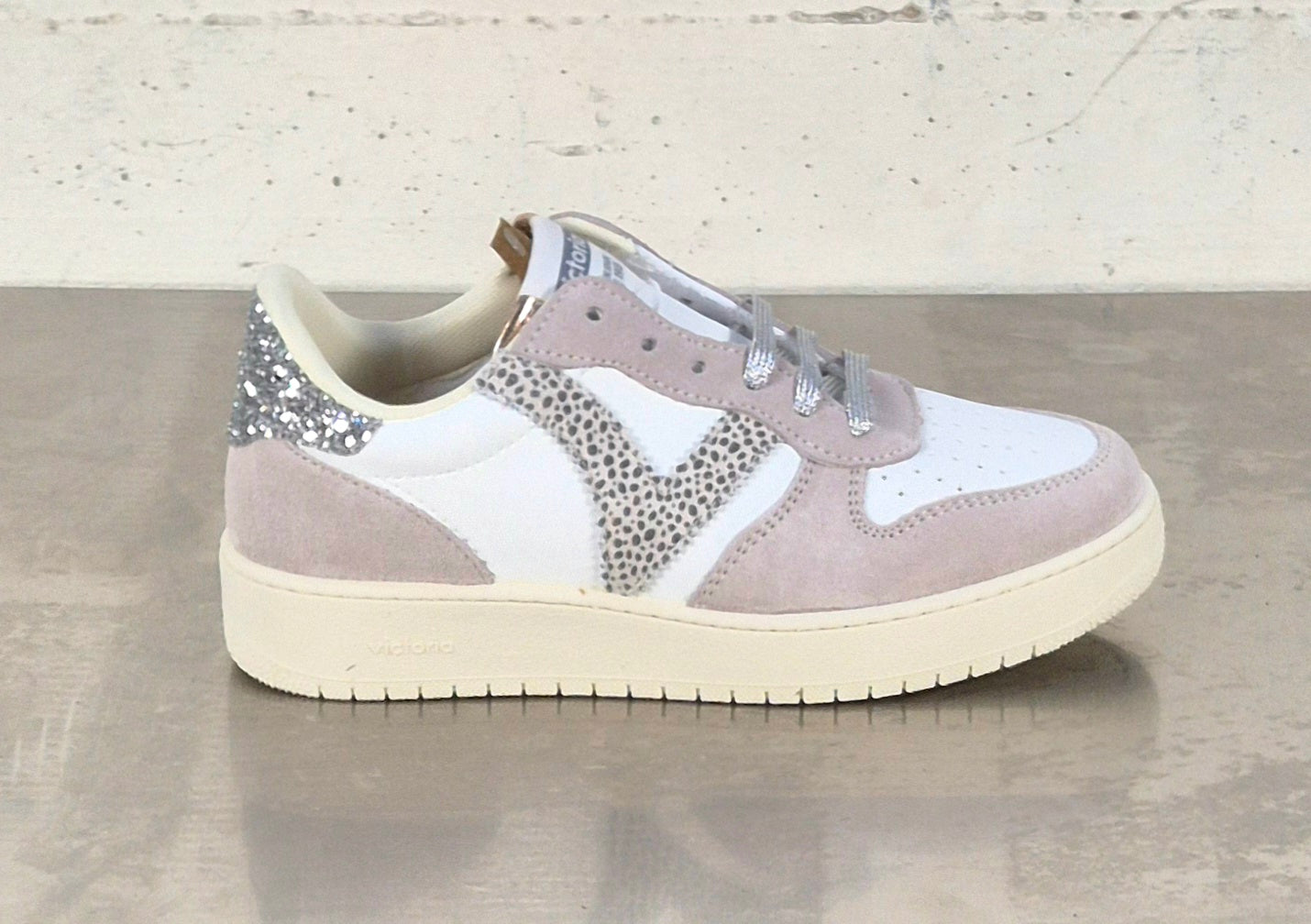 Victoria scarpa donna 1258277 pelle e camoscio plata glitter argento